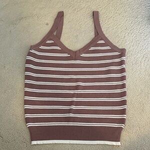 Striped Brown and White Women's Top